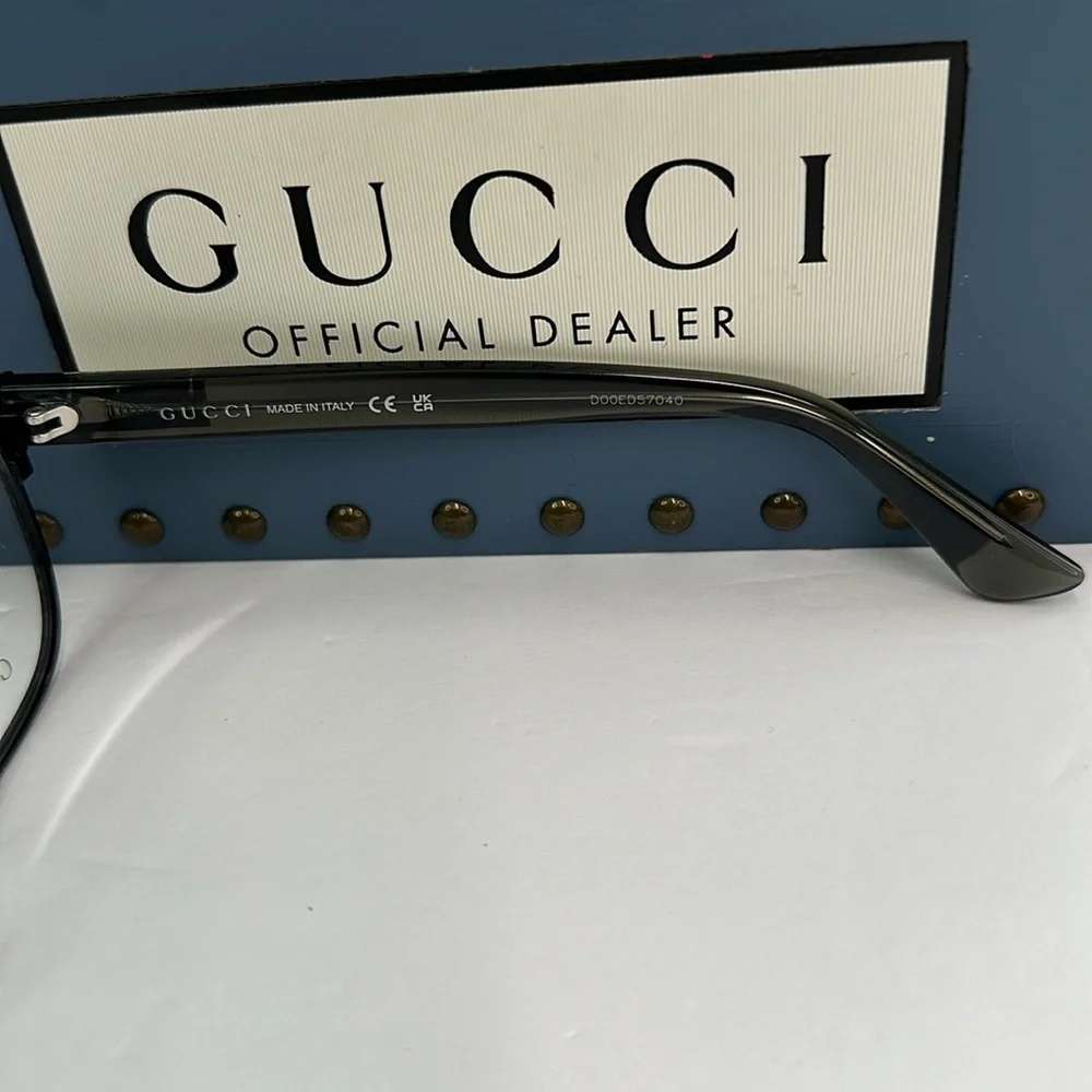 Auth - Gucci GG1118O 003 Eyeglasses Men's Black/Grey Full Rim Square Shape 52-2…